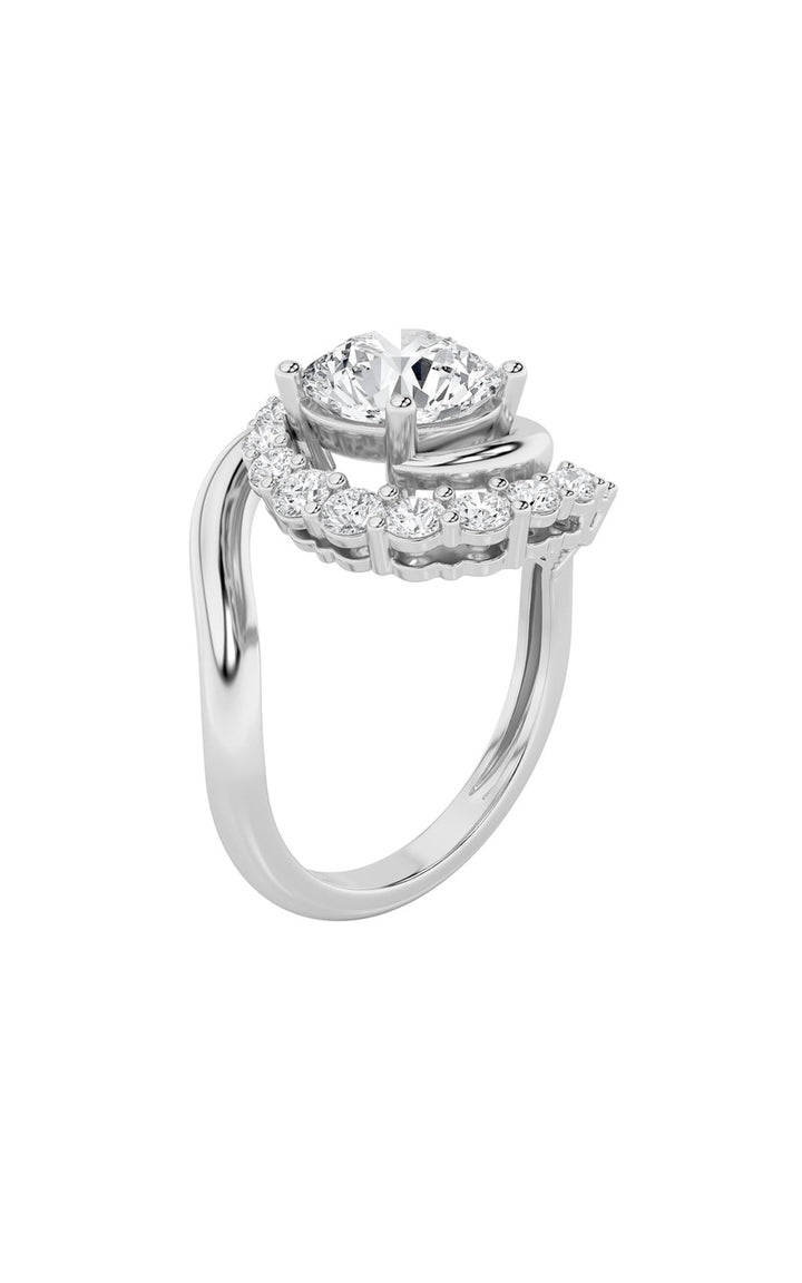 2.5CTW Round Shaped Lab Grown Diamond (F/VS) Swirl Accented Fashion Ring in 14K Gold