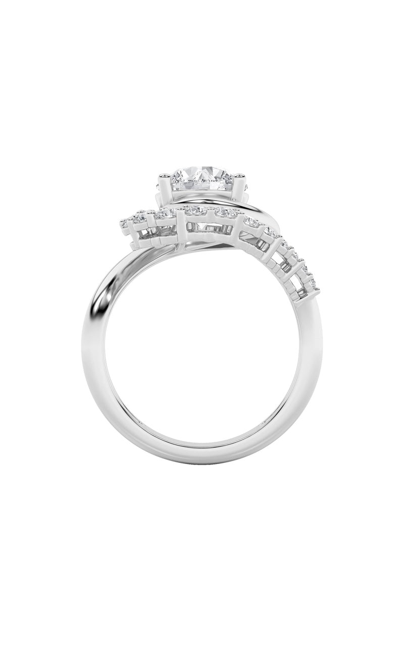 2.5CTW Round Shaped Lab Grown Diamond (F/VS) Swirl Accented Fashion Ring in 14K Gold