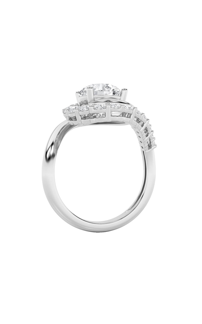 2.5Cttw Round Shaped Lab Grown Diamond (F/VS) Swirl Accented Fashion Ring in 14K Gold