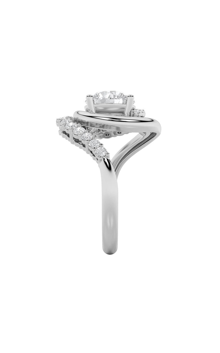 2.5Cttw Round Shaped Lab Grown Diamond (F/VS) Swirl Accented Fashion Ring in 14K Gold