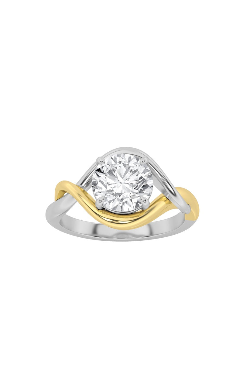 1.5CTW Round Shaped Lab Grown Diamond (F/VS) Two Tone Know Solitaire Engagement Ring in 14K Gold