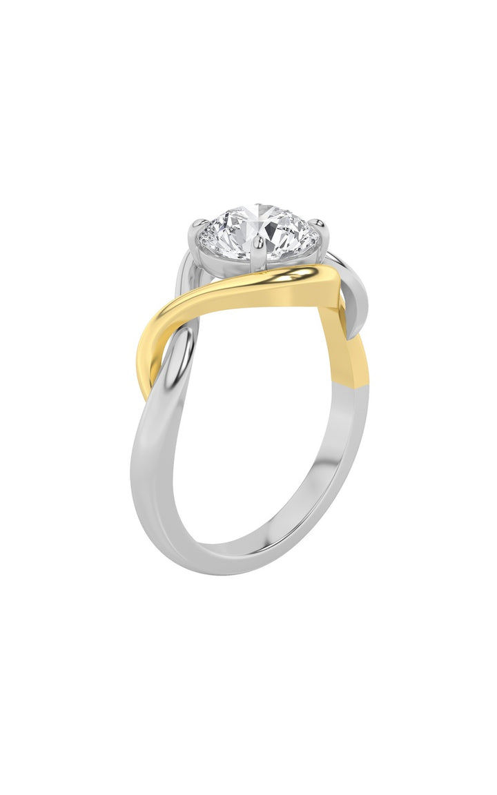1.5CTW Round Shaped Lab Grown Diamond (F/VS) Two Tone Know Solitaire Engagement Ring in 14K Gold