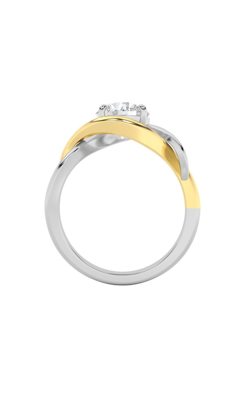 1.5Cttw Round Shaped Lab Grown Diamond (F/VS) Two Tone Know Solitaire Engagement Ring in 14K Gold