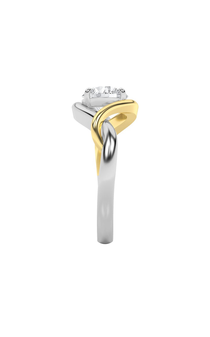 1.5CTW Round Shaped Lab Grown Diamond (F/VS) Two Tone Know Solitaire Engagement Ring in 14K Gold