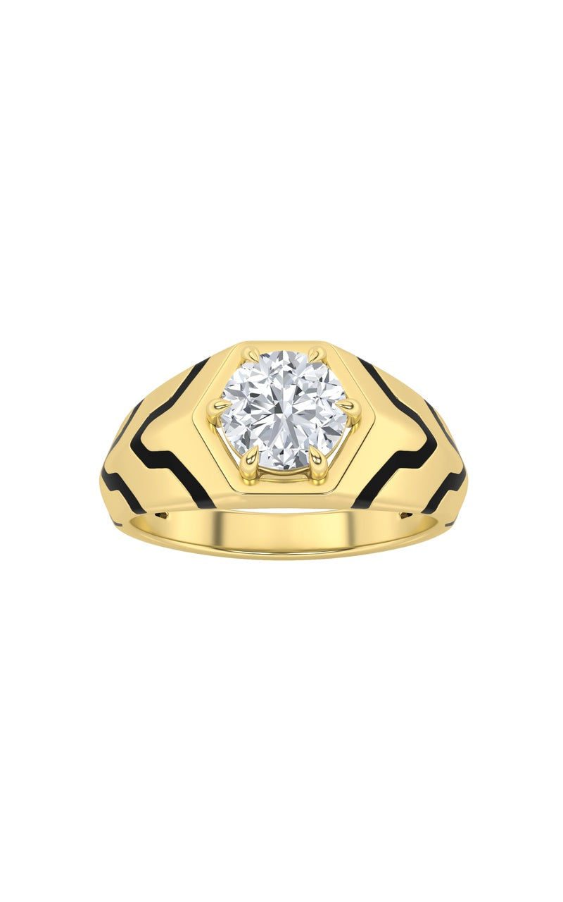 1.5Cttw Round Shaped Lab Grown Diamond (F/VS) Mens Ring in 14K White Gold