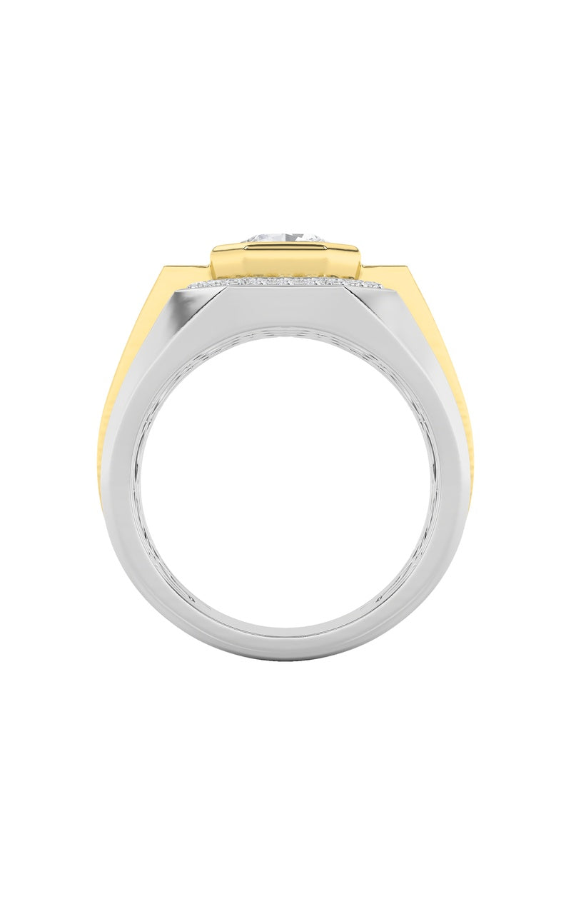 3CTW Asscher Shaped Lab Grown Diamond (F/VS) Mens Ring in 14K Gold