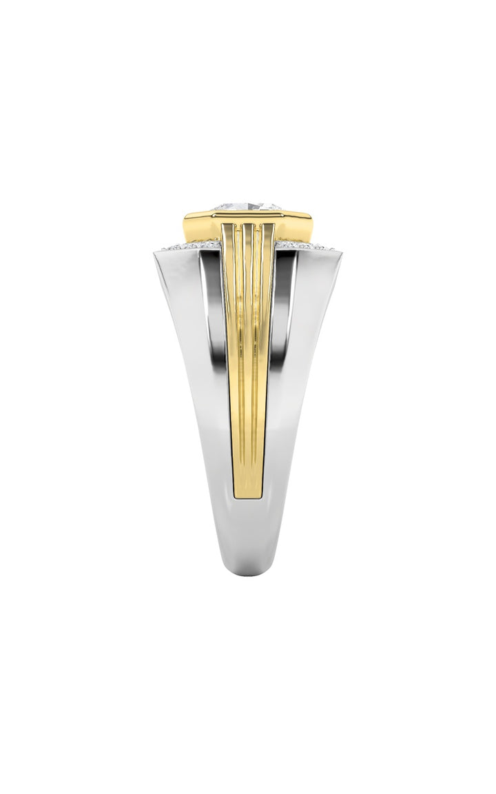 3CTW Asscher Shaped Lab Grown Diamond (F/VS) Mens Ring in 14K Gold