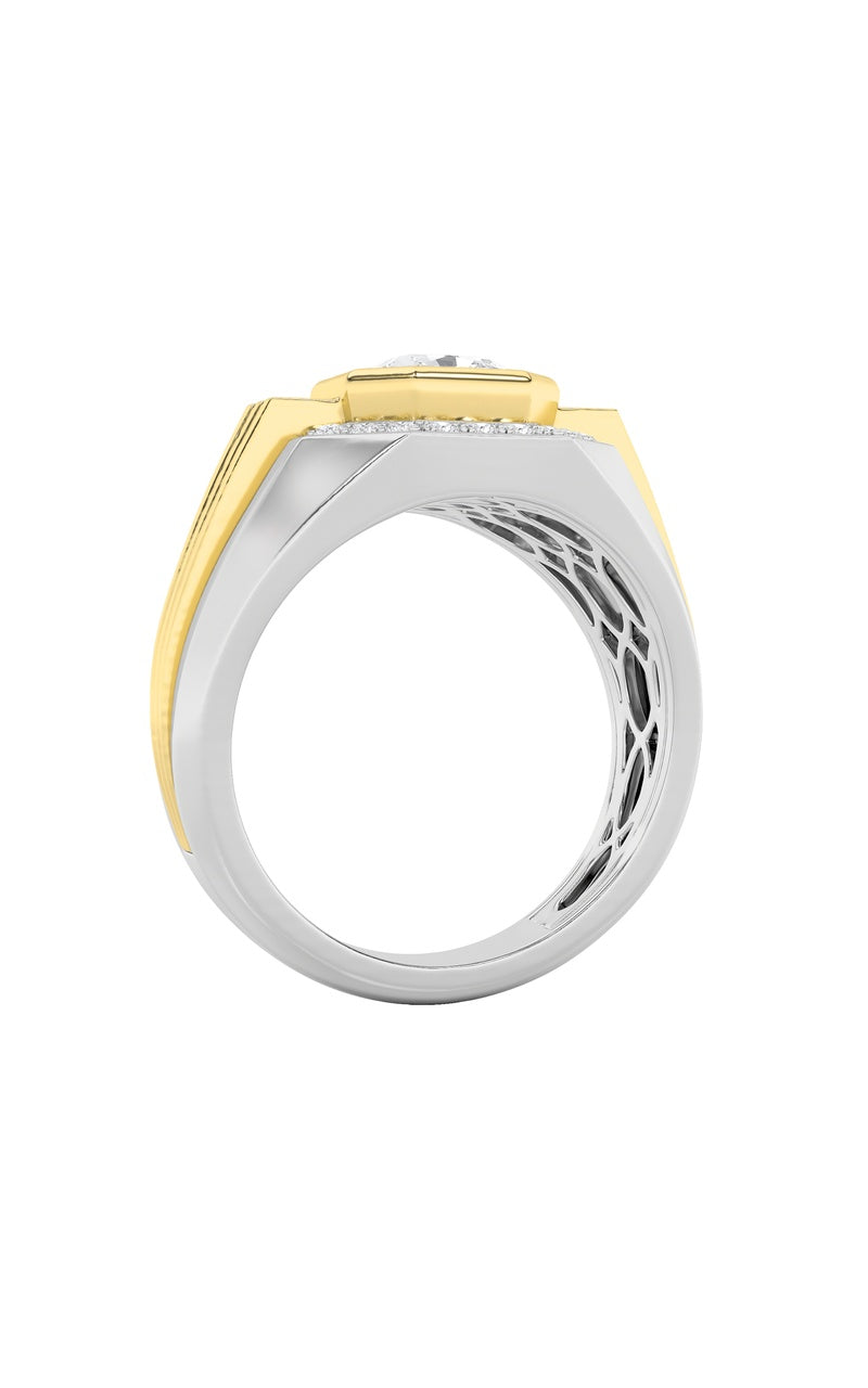 3CTW Asscher Shaped Lab Grown Diamond (F/VS) Mens Ring in 14K Gold