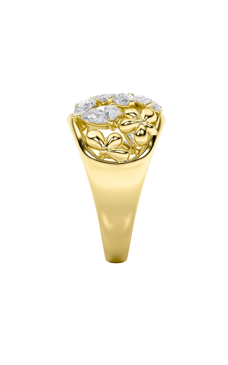 2.5Cttw Pear Shaped Lab Grown Diamond (G/VS) Fashion Ring in 14K Gold