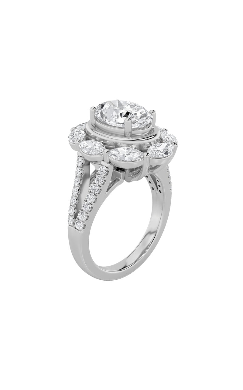 3.75CTW Oval Shaped Lab Grown Diamond (G/VS)  Ring in 14K Gold