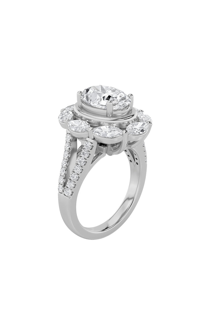 3.75CTW Oval Shaped Lab Grown Diamond (G/VS)  Ring in 14K Gold
