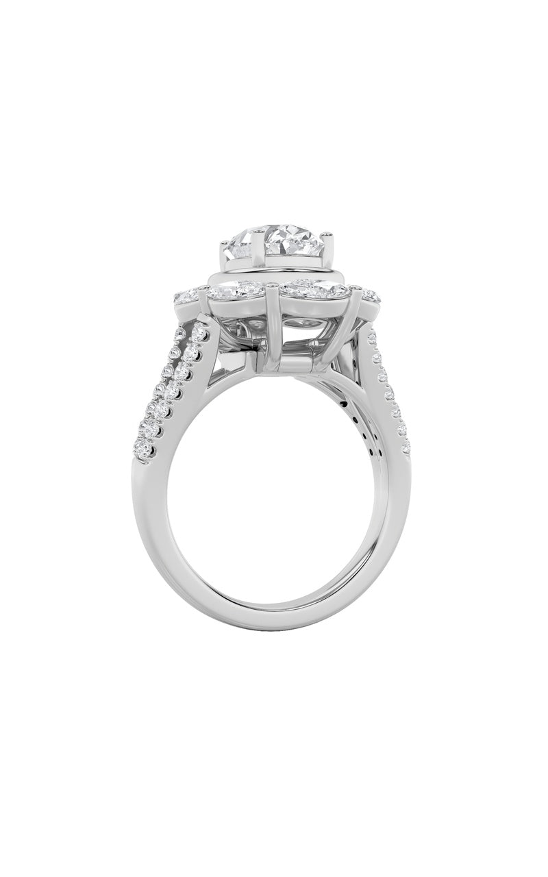 3.75CTW Oval Shaped Lab Grown Diamond (G/VS)  Ring in 14K Gold
