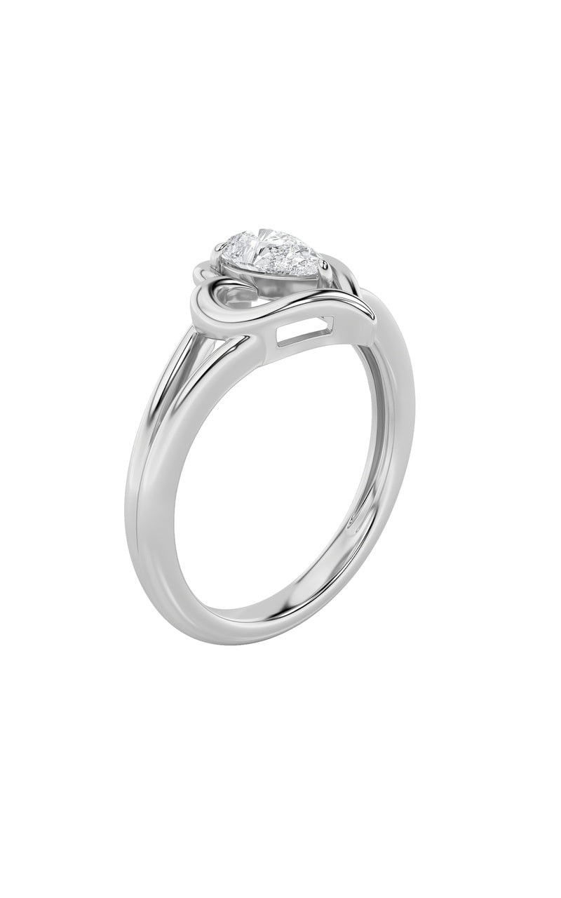 0.5Cttw Pear Shaped Lab Grown Diamond (F/VS) Heart Ring in 14K  White Gold