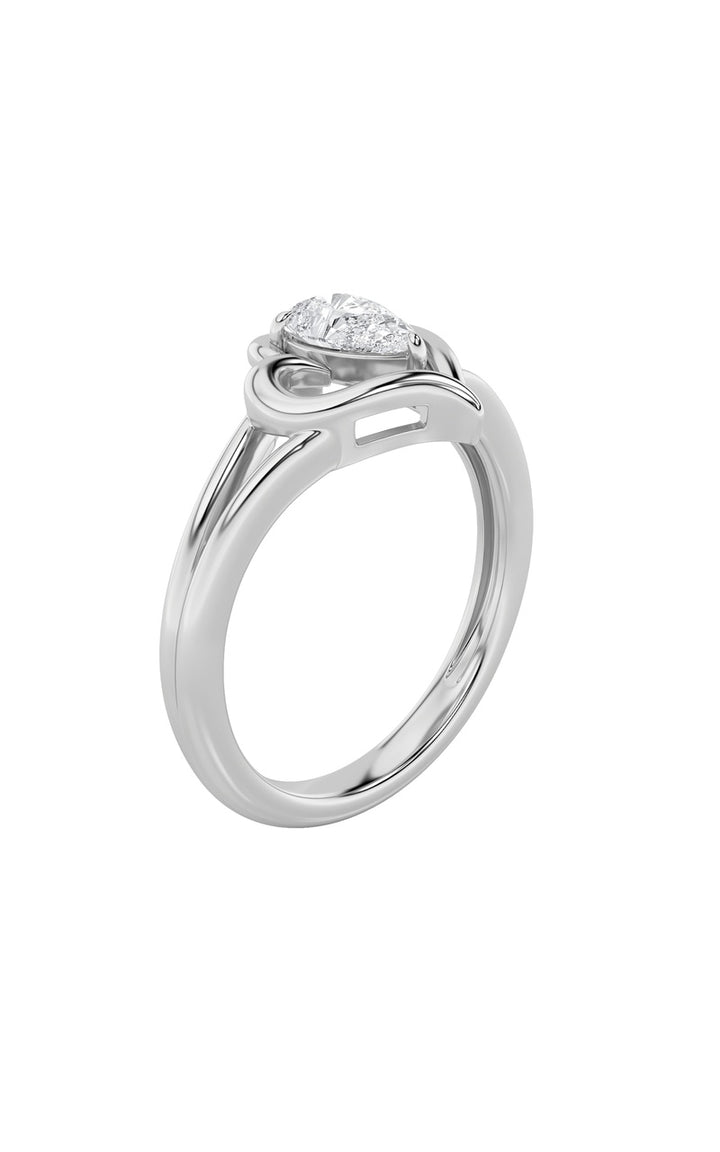 0.5Cttw Pear Shaped Lab Grown Diamond (F/VS) Heart Ring in 14K  White Gold