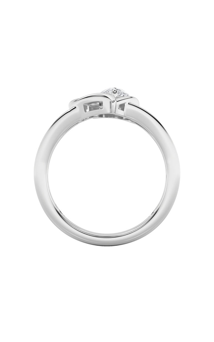 0.5Cttw Pear Shaped Lab Grown Diamond (F/VS) Heart Ring in 14K  White Gold
