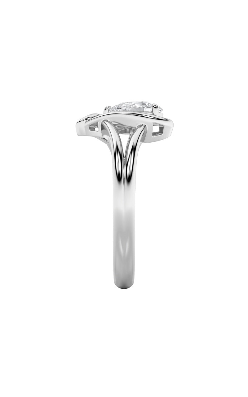 0.5CTW Pear Shaped Lab Grown Diamond (F/VS) Heart Ring in 14K  White Gold