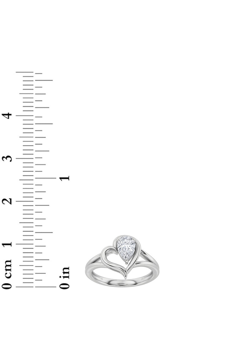 0.5CTW Pear Shaped Lab Grown Diamond (F/VS) Heart Ring in 14K  White Gold