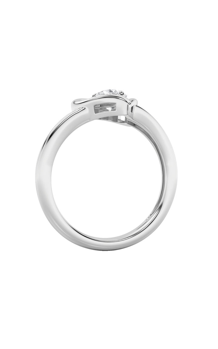 0.5Cttw Pear Shaped Lab Grown Diamond (F/VS) Heart Ring in 14K  White Gold
