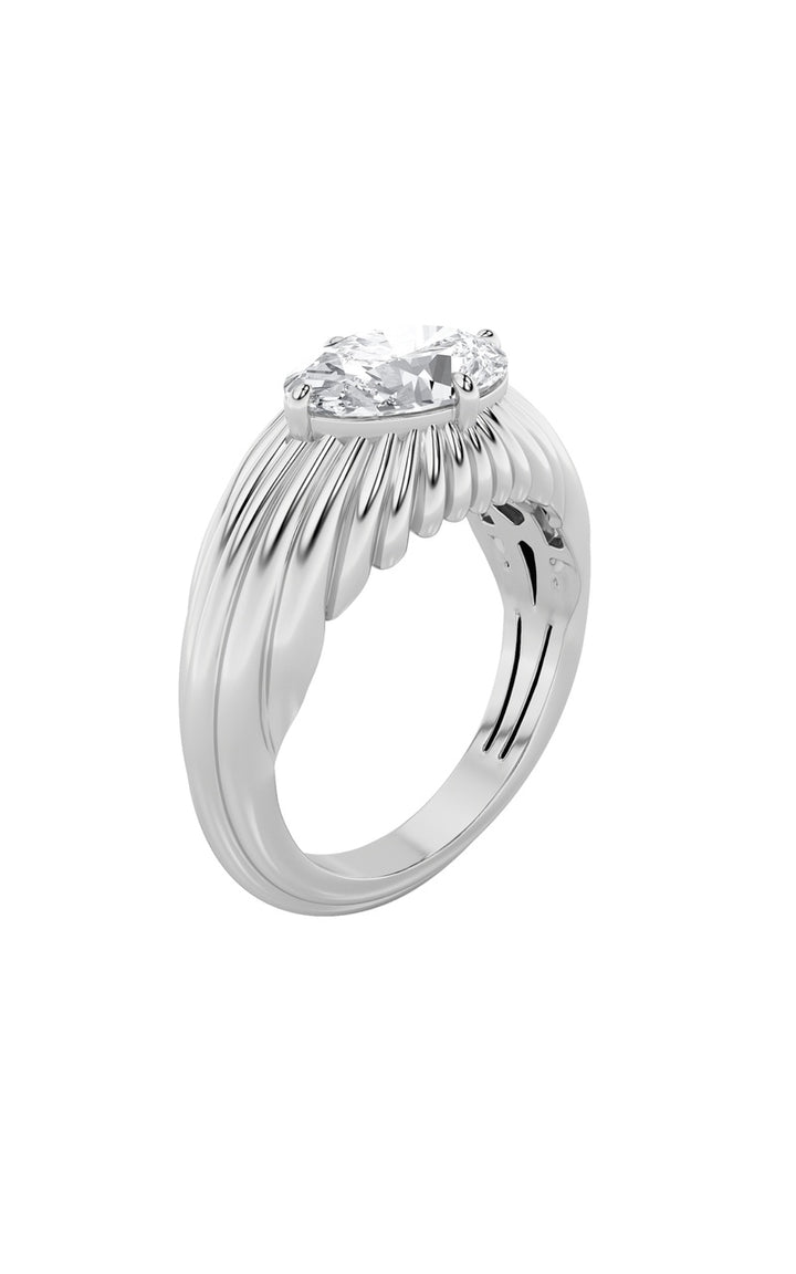 2Cttw Oval Shaped Lab Grown Diamond (F/VS) Fancy Solitaire Ring in 14K Gold