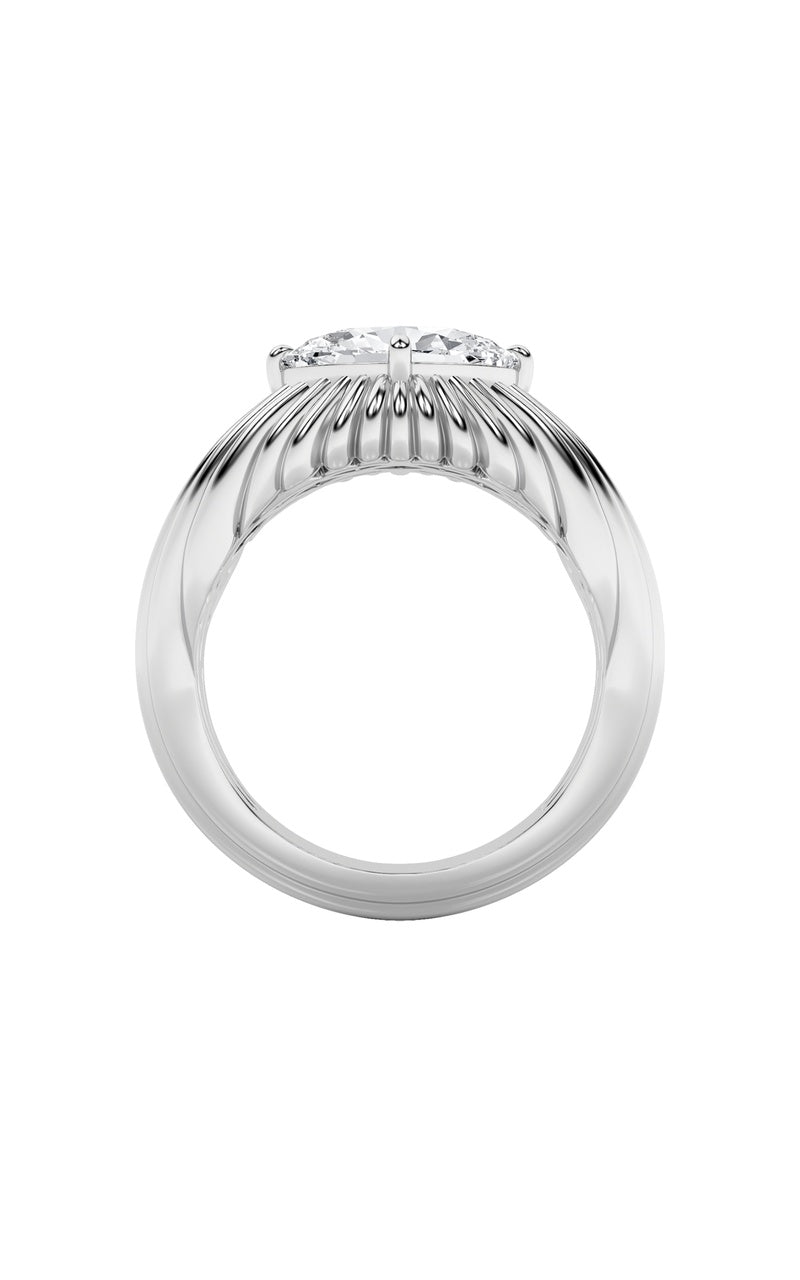 2Cttw Oval Shaped Lab Grown Diamond (F/VS) Fancy Solitaire Ring in 14K Gold