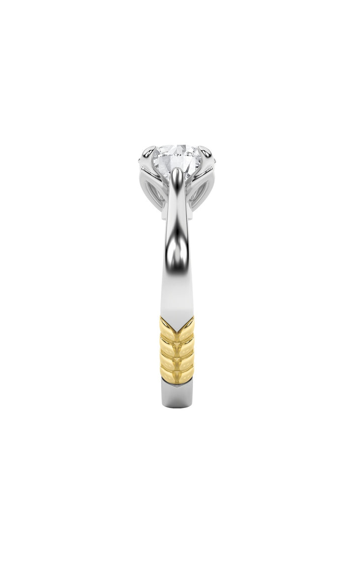 2Cttw Round Shaped Lab Grown Diamond (F/VS) Two Tone Classic Solitaire Engagement Ring in 14K Gold