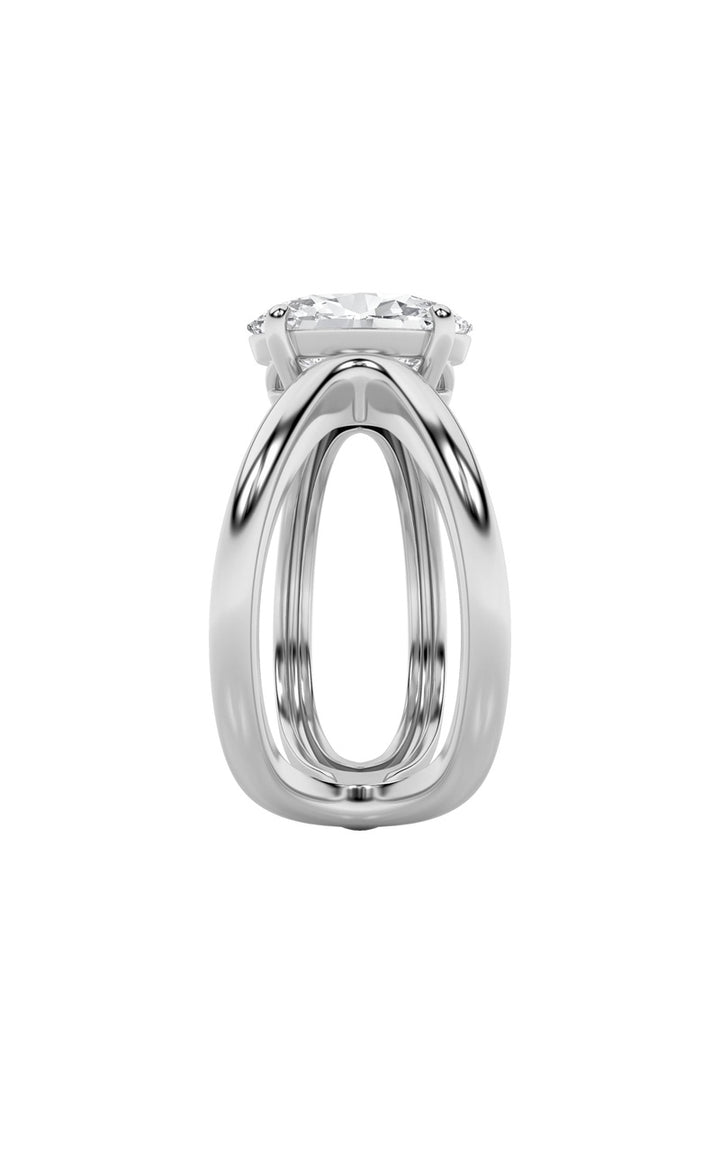 2Cttw Oval Shaped Lab Grown Diamond (F/VS) Criss Cross Fancy Solitaire Ring in 14K Gold