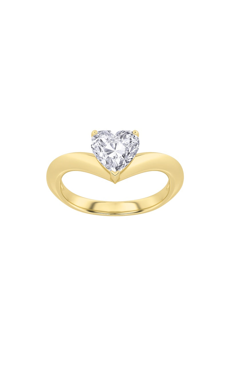 1Cttw Heart Shaped Lab Grown Diamond (F/VS) HeartShaped Ring in 14K Gold