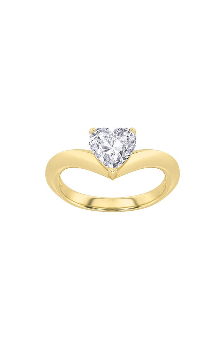 1Cttw Heart Shaped Lab Grown Diamond (F/VS) HeartShaped Ring in 14K Gold