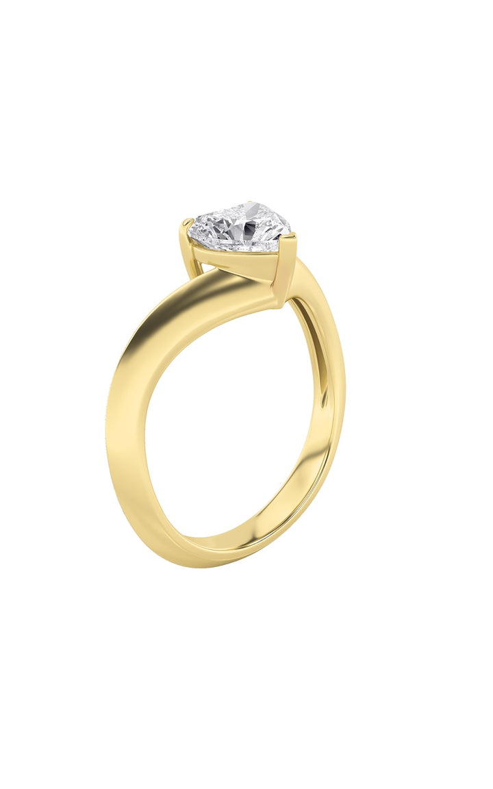 1Cttw Heart Shaped Lab Grown Diamond (F/VS) HeartShaped Ring in 14K Gold