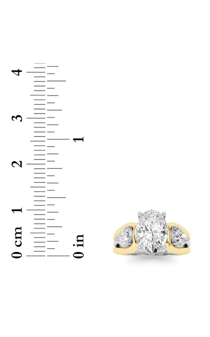 3Cttw Oval Shaped Lab Grown Diamond (F/VS) Two Tone Solitaire Engagement Ring in 14K Gold