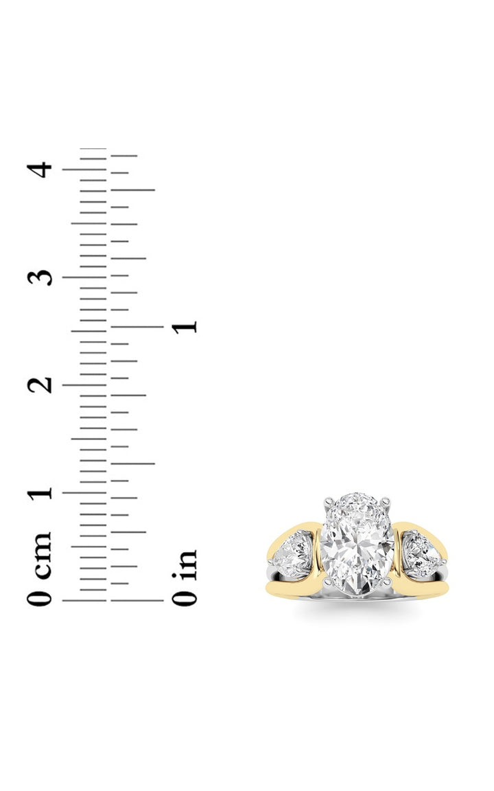 3Cttw Oval Shaped Lab Grown Diamond (F/VS) Two Tone Solitaire Engagement Ring in 14K Gold