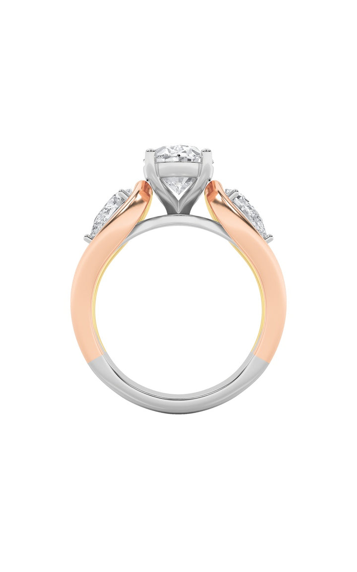 3Cttw Oval Shaped Lab Grown Diamond (F/VS) Two Tone Solitaire Engagement Ring in 14K Gold