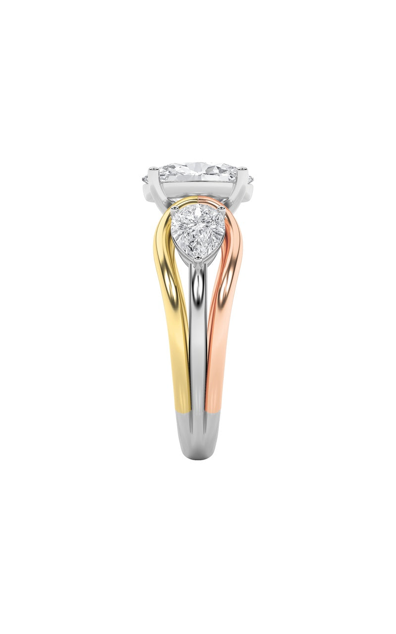 3Cttw Oval Shaped Lab Grown Diamond (F/VS) Two Tone Solitaire Engagement Ring in 14K Gold