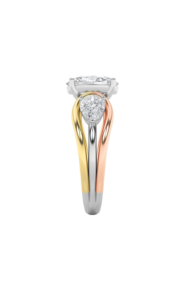 3Cttw Oval Shaped Lab Grown Diamond (F/VS) Two Tone Solitaire Engagement Ring in 14K Gold