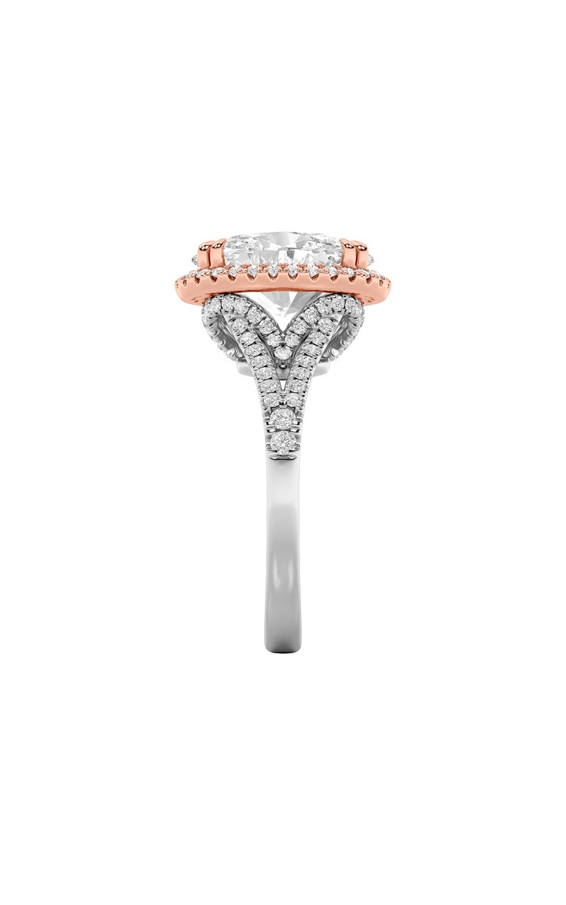 4.5Cttw Oval Shaped Lab Grown Diamond (F/VS) BoldAccented Statement Engagement Ring in 14K Gold