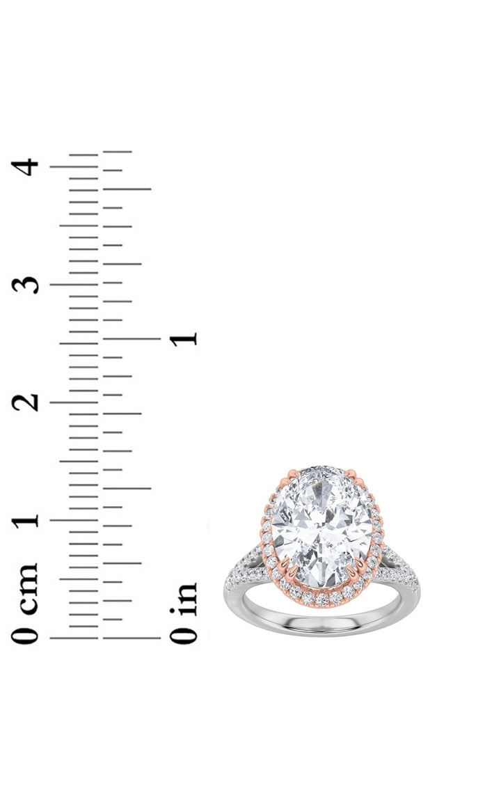 4.5CTW Oval Shaped Lab Grown Diamond (F/VS) Bold Accented Statement Engagement Ring in 14K Gold