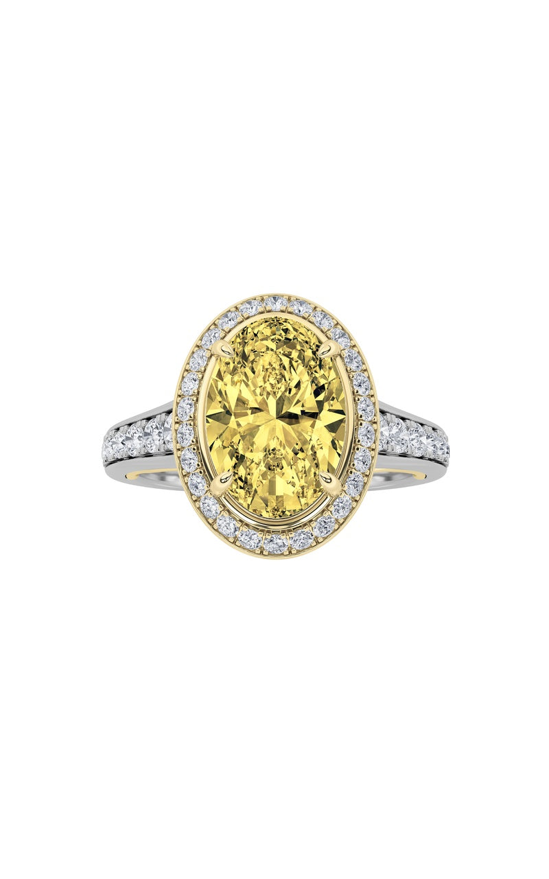 3.5CTW Oval Shaped Lab Grown Diamond (F/VS) Bold Accented Statement Engagement Ring in 14K Gold