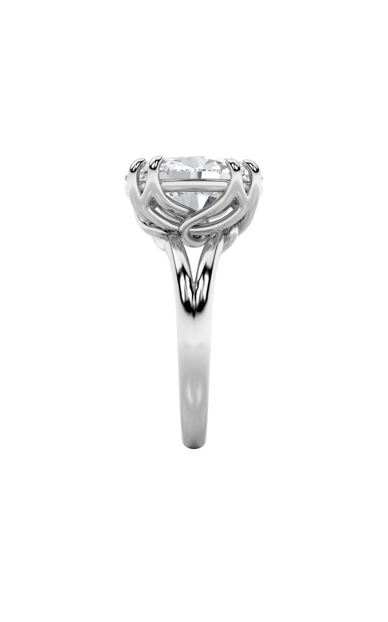 5CTW Oval Shaped Lab Grown Diamond (F/VS) Bold Split Shank Solitaire Engagement Ring in 14K Gold