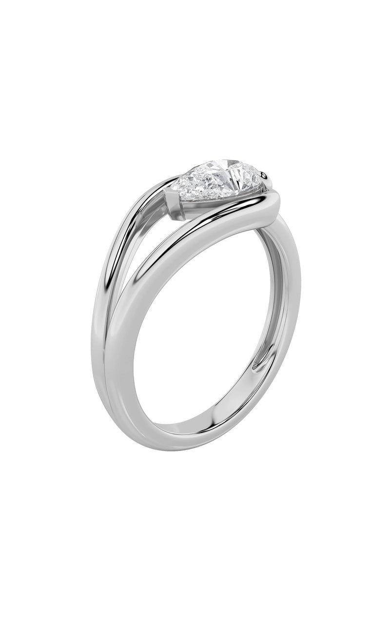 1Cttw Pear Shaped Lab Grown Diamond (F/VS) East West Solitaire Ring in 14K Gold