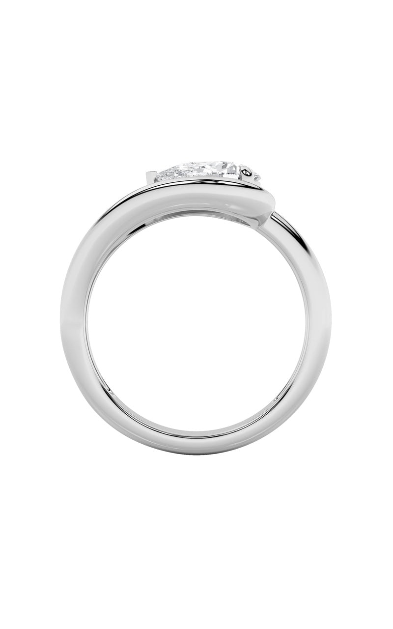 1Cttw Pear Shaped Lab Grown Diamond (F/VS) East West Solitaire Ring in 14K Gold
