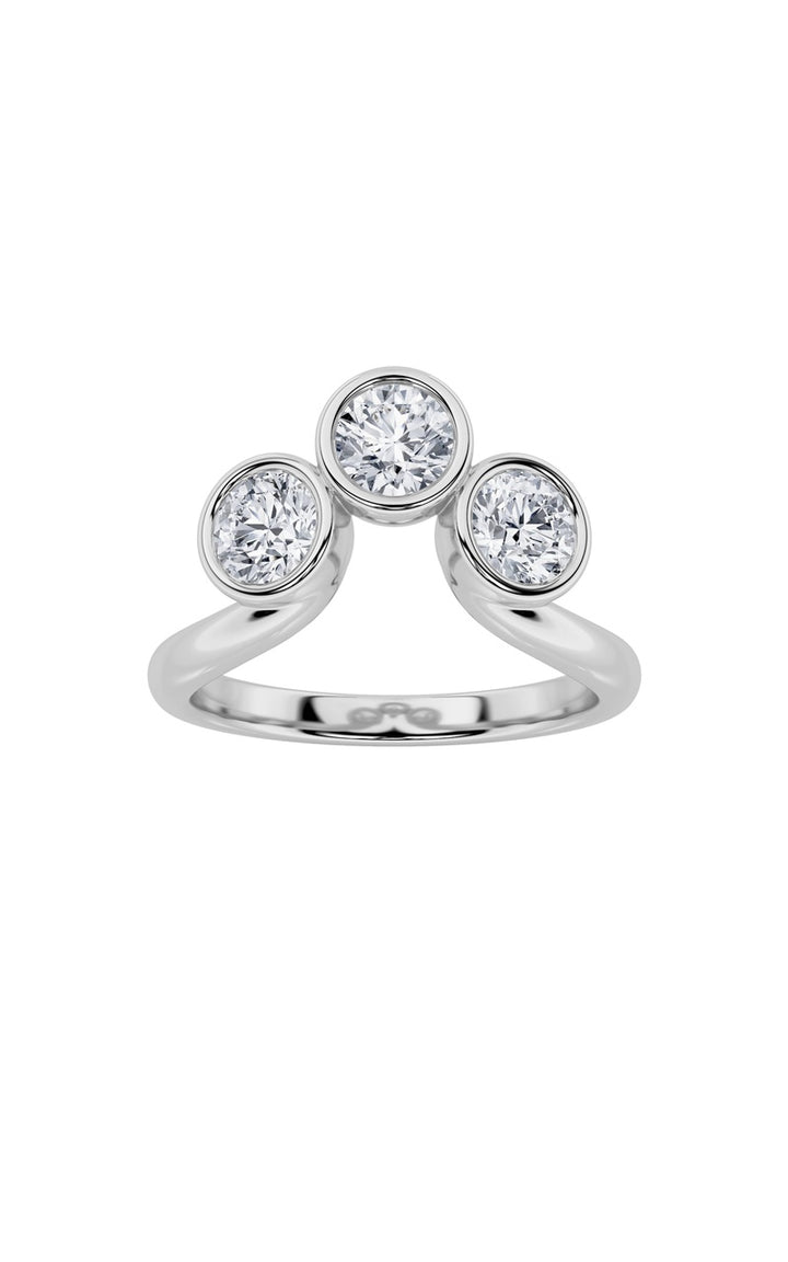 1Cttw Round Shaped Lab Grown Diamond (F/VS) Three Stone Ring in 14K Gold