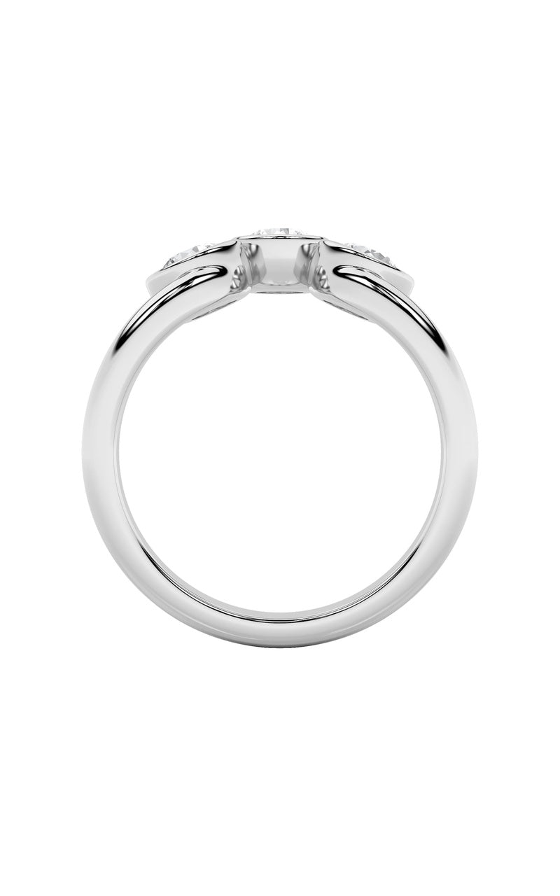 1Cttw Round Shaped Lab Grown Diamond (F/VS) Three Stone Ring in 14K Gold