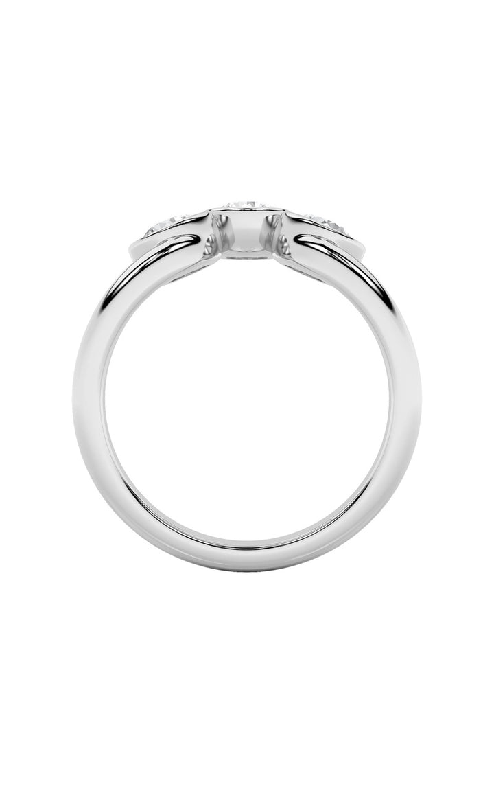1Cttw Round Shaped Lab Grown Diamond (F/VS) Three Stone Ring in 14K Gold