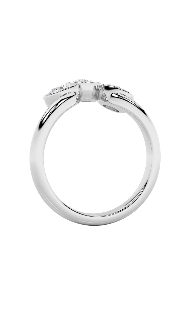 1Cttw Round Shaped Lab Grown Diamond (F/VS) Three Stone Ring in 14K Gold