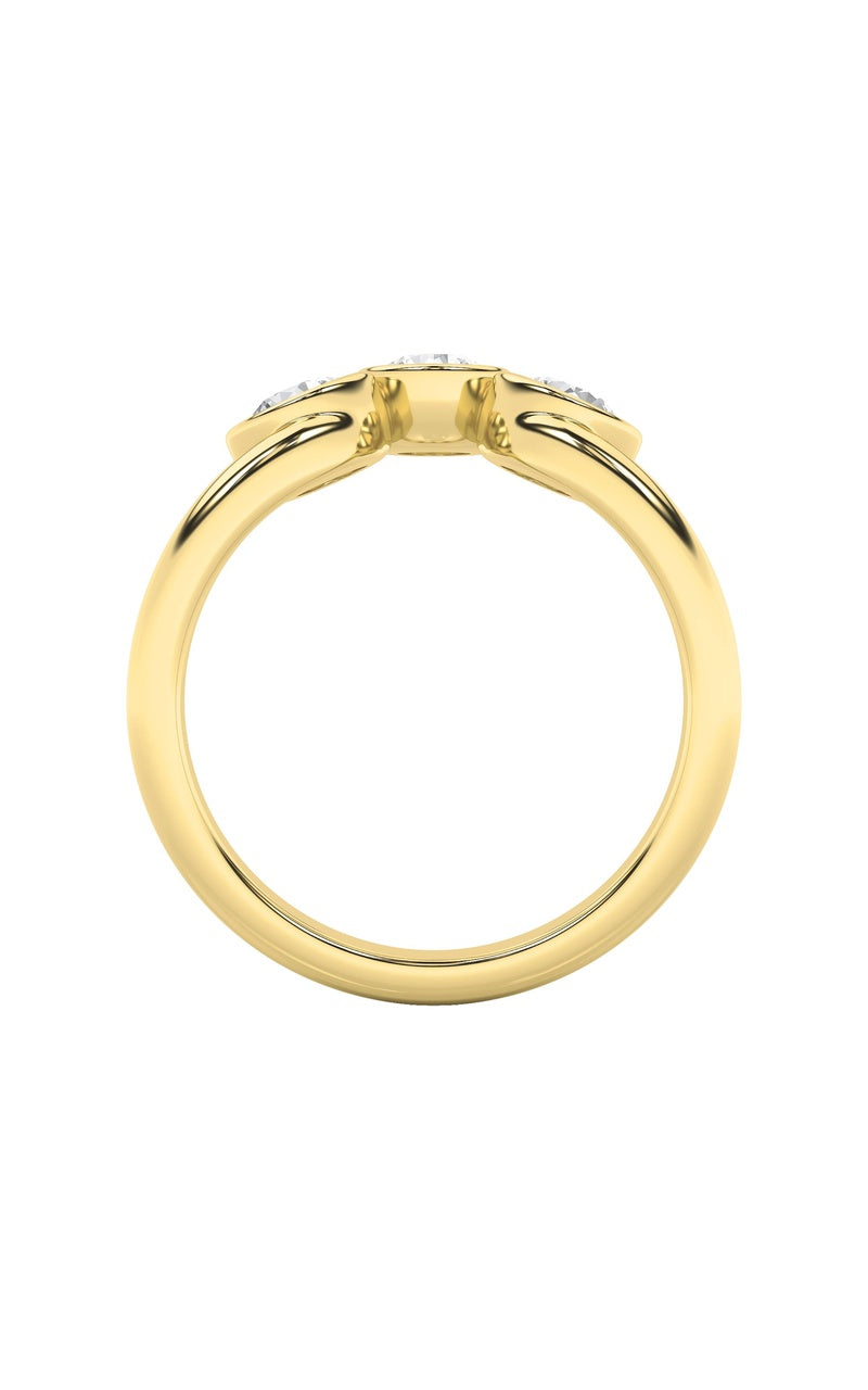 1CTW Round Shaped Lab Grown Diamond (F/VS) Three Stone Ring in 14K Gold