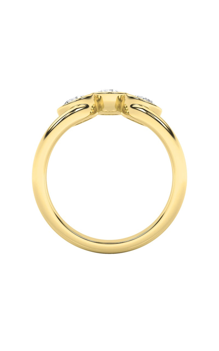1CTW Round Shaped Lab Grown Diamond (F/VS) Three Stone Ring in 14K Gold