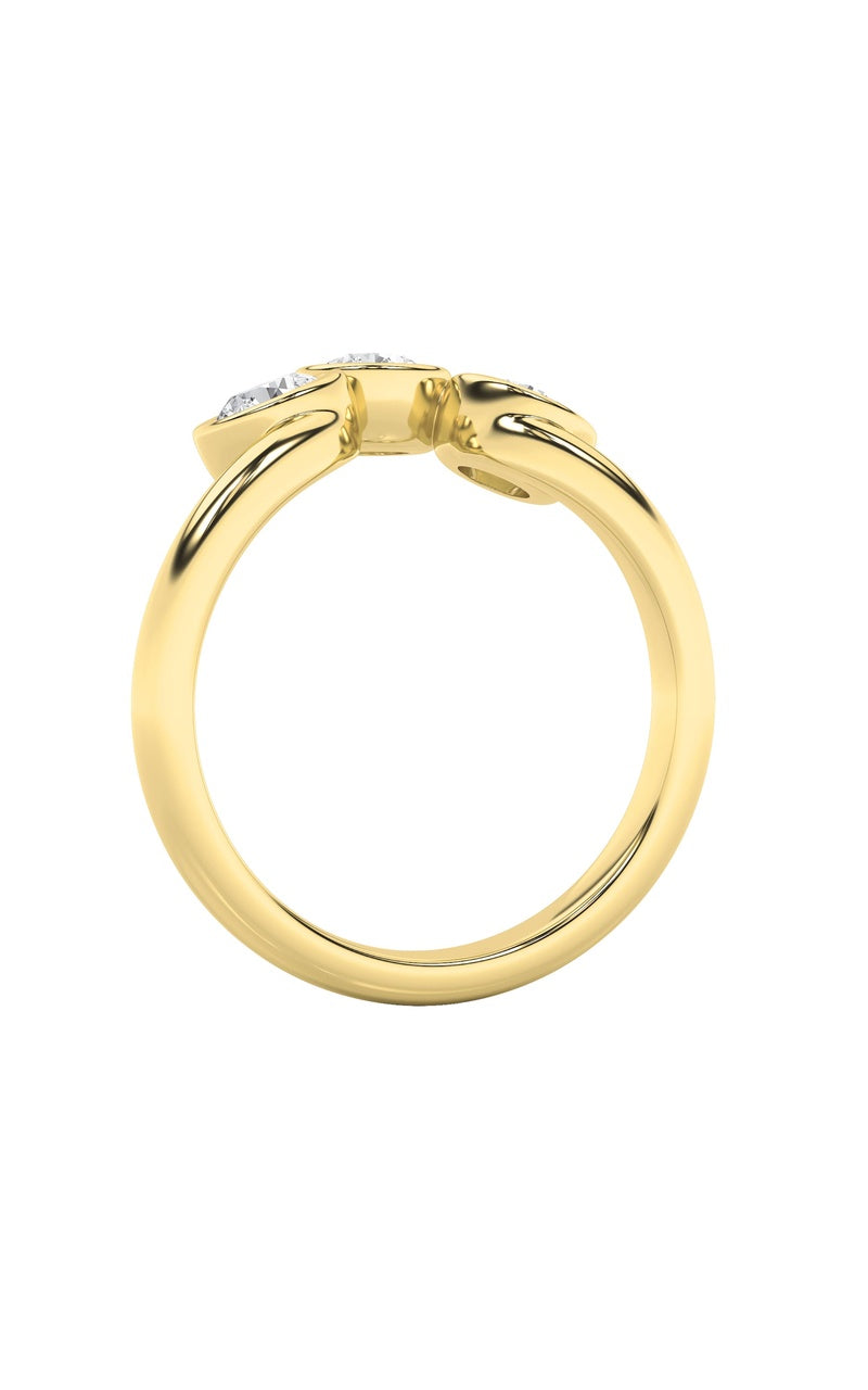 1Cttw Round Shaped Lab Grown Diamond (F/VS) Three Stone Ring in 14K Gold