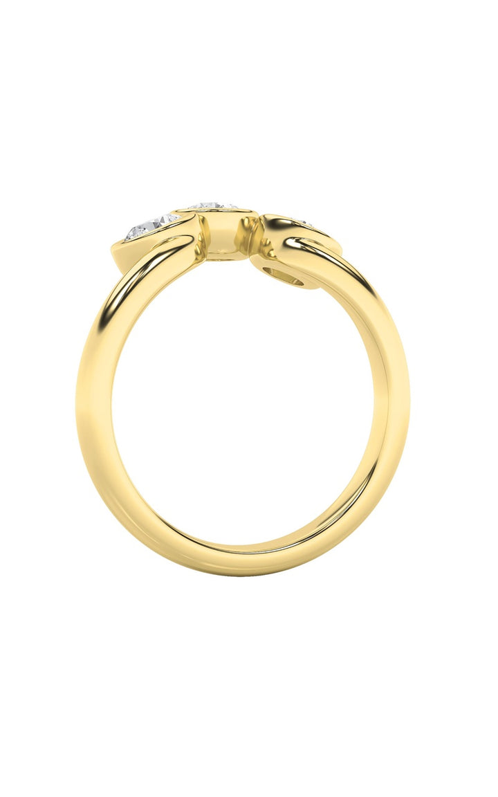 1CTW Round Shaped Lab Grown Diamond (F/VS) Three Stone Ring in 14K Gold