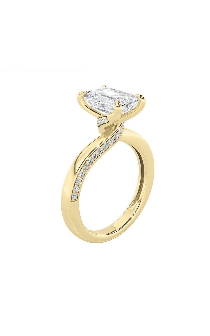 2.5Cttw Emerald Shaped Lab Grown Diamond (G/VS) Accented Engagement Ring in 14K Gold