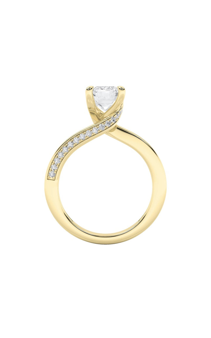 2.5Cttw Emerald Shaped Lab Grown Diamond (G/VS) Accented Engagement Ring in 14K Gold